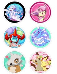 6PCS/SET 7.5CM Pokemon Cartoon Alloy Anime Brooch