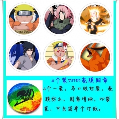 6个一套 火影忍者 6个装75mm亮膜徽章