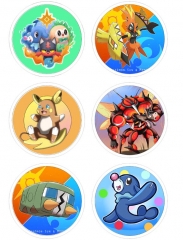 6PCS/SET 7.5CM Pokemon Cartoon Alloy Anime Brooch
