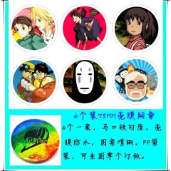 6PCS/SET 7.5CM Spirited Away Cartoon Alloy Anime Brooch