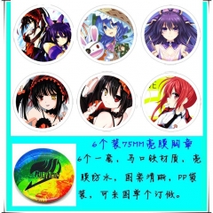 6个一套 约会大作战 6个装75mm亮膜徽章