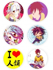 6PCS/SET 7.5CM No Game No Life Cartoon Alloy Anime Brooch Badge