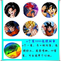 6PCS/SET 7.5CM Dragon Ball Z Cartoon Alloy Anime Brooch