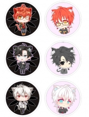 6PCS/SET 7.5CM Mystic Messenger Comic Cartoon Alloy Anime Brooch