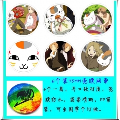 6个一套 夏目友人帐 6个装75mm亮膜徽章
