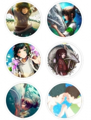 6PCS/SET 7.5CM Spirited Away Cartoon Alloy Anime Brooch