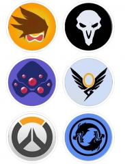 6PCS/SET 7.5CM Overwatch Cartoon Alloy Anime Brooch