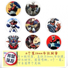 8PCS/SET 5.8CM Mazinger Z Cartoon Alloy Anime Brooch Badge