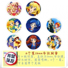 8PCS/SET 5.8CM Aikatsu Cartoon Alloy Anime Brooch Badge