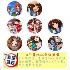 8PCS/SET 5.8CM Suzumiya Haruhi No Yuuutsu Cartoon Alloy Anime Brooch Badge