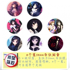 8PCS/SET 5.8CM Accel World Cartoon Alloy Anime Brooch Badge