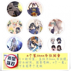 8PCS/SET 5.8CM Touken Ranbu Online Cartoon Alloy Anime Brooch Badge