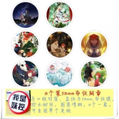 8PCS/SET 5.8CM Mahou Tsukai no Yome Cartoon Alloy Anime Brooch Badge