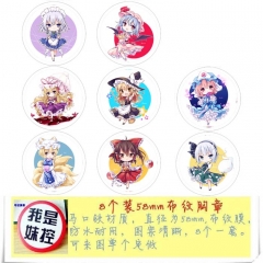 8PCS/SET 5.8CM Touhou Project Cartoon Alloy Anime Brooch Badge