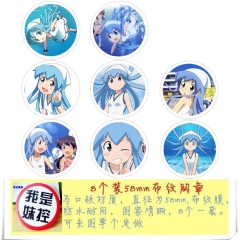 8PCS/SET 5.8CM Shinryaku! Ikamusume Cartoon Alloy Anime Brooch Badge