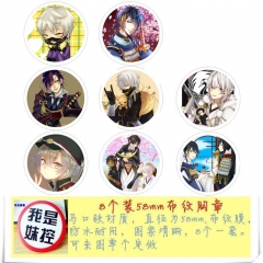 8PCS/SET 5.8CM Touken Ranbu Online Cartoon Alloy Anime Brooch Badge