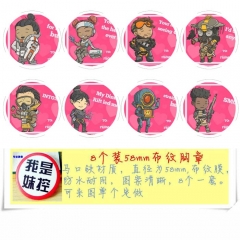 8PCS/SET 5.8CM 3 Styles Apex Legends Cartoon Alloy Anime Brooch Badge