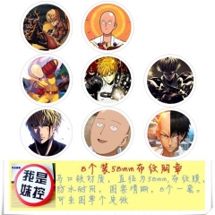 8款一套5.8cm 一拳超人2  圆形布纹胸针 58MM