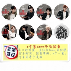 BTS-9 8款一套5.8cm 圆形布纹胸针