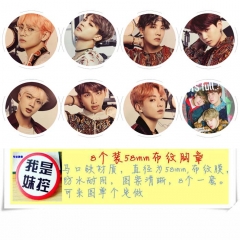BTS-13 8款一套 圆形布纹胸针