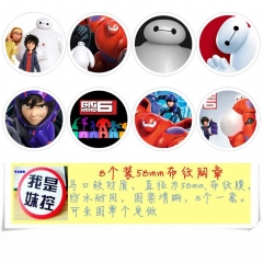 8PCS/SET 5.8CM Big Hero 6 Cartoon Alloy Anime Brooch Badge
