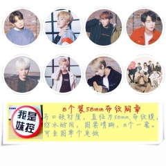 8款一套 5.8cm BTS-7 圆形布纹胸针