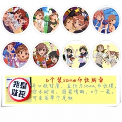 8PCS/SET 5.8CM Toaru Kagaku no Railgun Cartoon Alloy Anime Brooch Badge