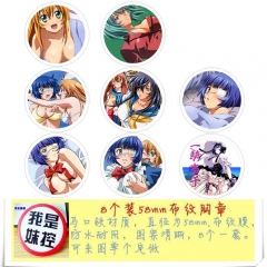 8PCS/SET 5.8CM Ikkitousen Cartoon Alloy Anime Brooch Badge
