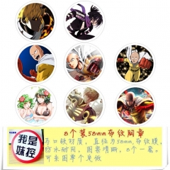 8PCS/SET 5.8CM One Punch Man Cartoon Alloy Anime Brooch Badge