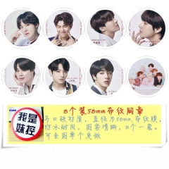 8款一套5.8cm BTS-10  圆形布纹胸针