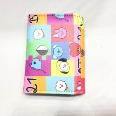 K-POP BTS Bulletproof Boy Scouts Colorful Short Folding Purse PU Anime Wallet