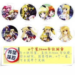 8PCS/SET 5.8CM Magical Girl Lyrical Nanoha Cartoon Alloy Anime Brooch Badge