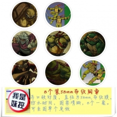 8PCS/SET 5.8CM Teenage Mutant Ninja Turtle Cartoon Alloy Anime Brooch Badge