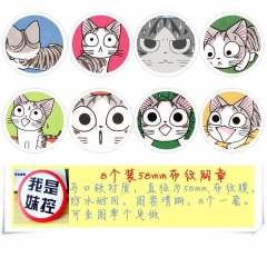 8款一套5.8cm 甜甜私房猫  圆形布纹胸针 58MM