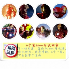 8PCS/SET 5.8CM Iron Man Cartoon Alloy Anime Brooch Badge