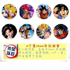 8PCS/SET 5.8CM Dragon Ball Z Cartoon Alloy Anime Brooch Badge