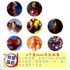 8PCS/SET 5.8CM The Iron Man Movie Cartoon Alloy Anime Brooch Badge
