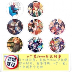歌之王子殿下 8款一套5.8cm 圆形布纹胸针 58MM