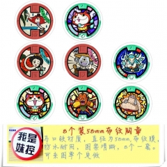 8PCS/SET 5.8CM Yo-kai Watch Cartoon Alloy Anime Brooch Badge