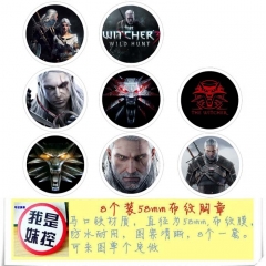 巫师 8款一套5.8cm 圆形布纹胸针 58MM
