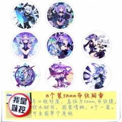 超次元 8款一套5.8cm 圆形布纹胸针 58MM