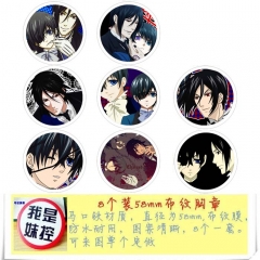 黑执事1 8款一套5.8cm 圆形布纹胸针 58MM