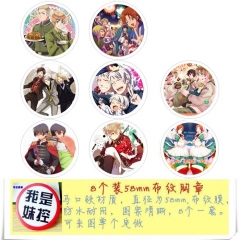 黑塔利亚2 8款一套5.8cm 圆形布纹胸针 58MM