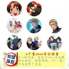 黑塔利亚1 8款一套5.8cm 圆形布纹胸针 58MM