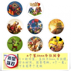部落战 8款一套5.8cm 圆形布纹胸针 58MM