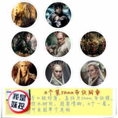 霍比特 8款一套5.8cm 圆形布纹胸针 58MM