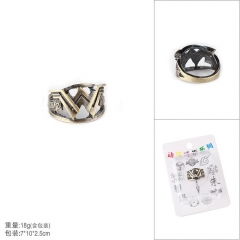 正义联盟 神奇女侠 古铜色W字母 镂空卡装戒指