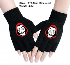 La Casa De Papel Anime Half Finger Gloves Winter Gloves