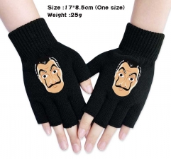 La Casa De Papel Anime Half Finger Gloves Winter Gloves