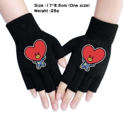 K-POP BTS Bulletproof Boy Scouts Anime Half Finger Gloves Winter Gloves